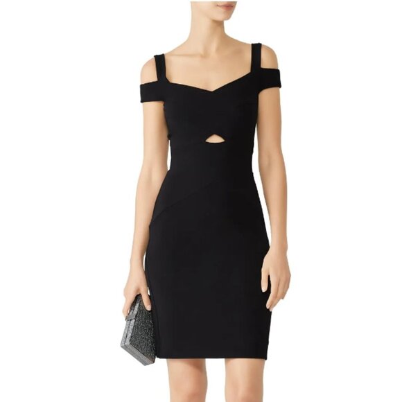 Nicole Miller Structured Cold Shoulder Dress Black size 6 - Picture 1 of 10